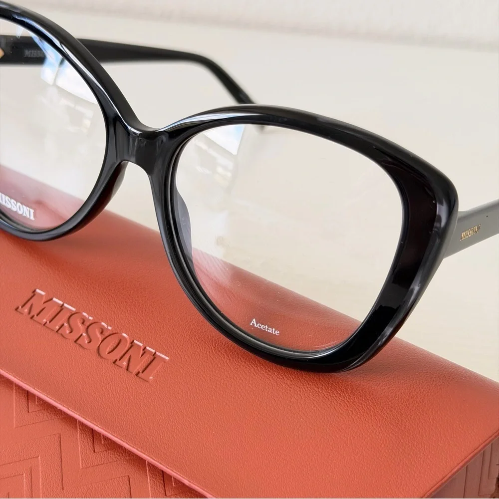 New! Missoni MIS0093/N 33Z Black Oversized Glasses with Chain Authentic